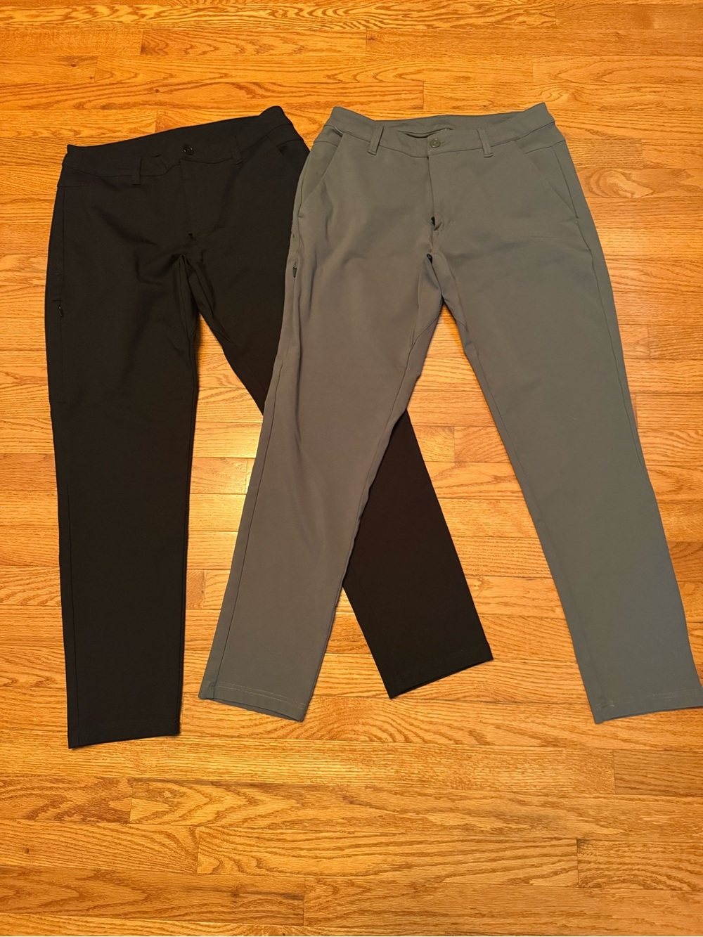 BYLT Basics Men's Everyday Pants 2.0. Black and grey pair 34/slim fit